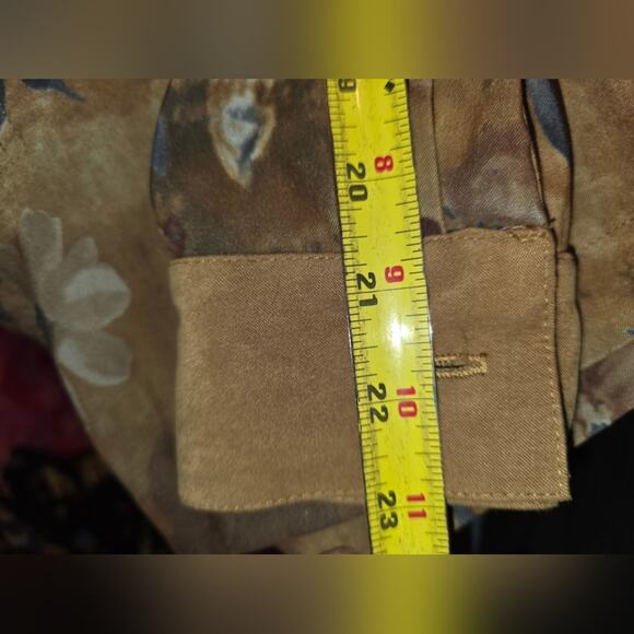 Vtg Velvet Floral Button Front Blazer Jacket Faux Suede Brown/Green Womens L USA - Picture 5 of 9